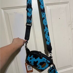 Wrangler Blue and Black cow print Crossbody Bag